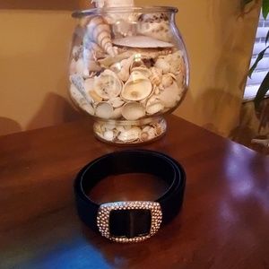 Neiman Marcus Black Belt with Embellished Buckle